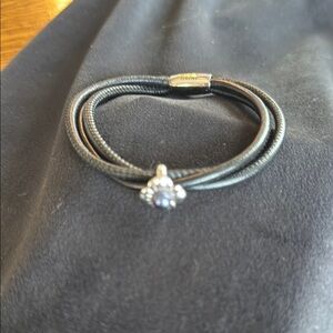 Elegant Endless Black Bracelet with Sterling Silver Accents